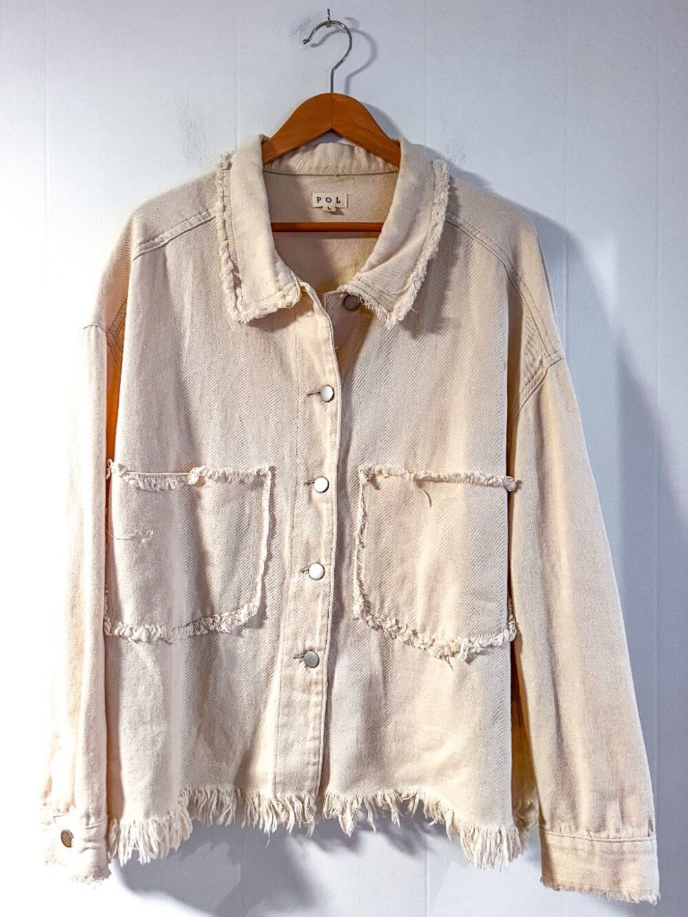 POL Frayed Edge Jacket Shacket Large - Picture 2 of 8